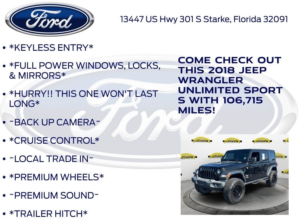 2018 Jeep Wrangler Unlimited Sport S