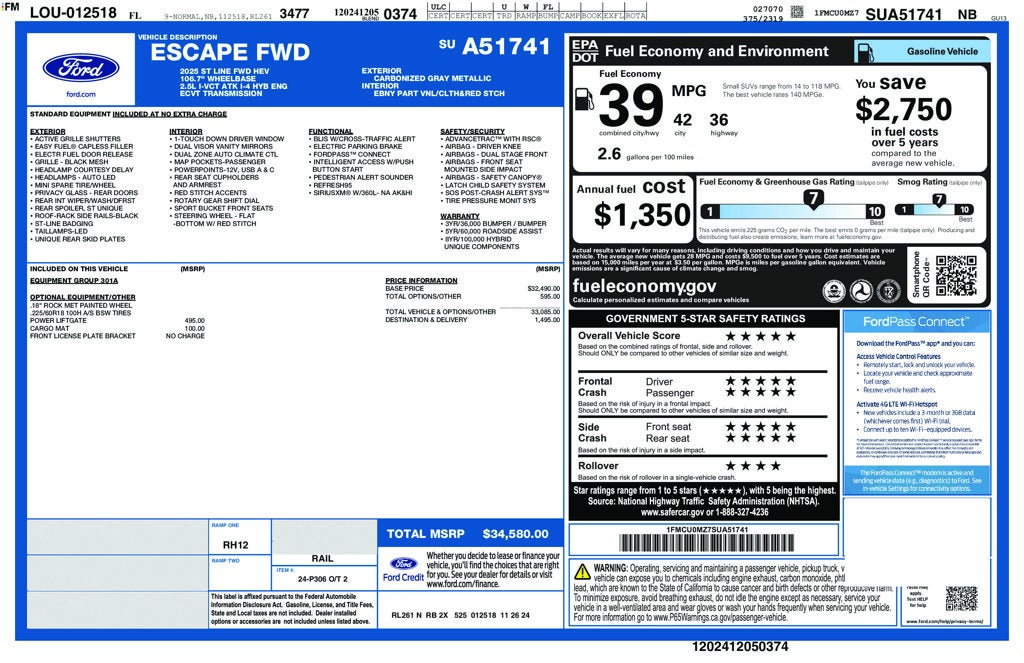 2025 Ford Escape Hybrid ST-Line