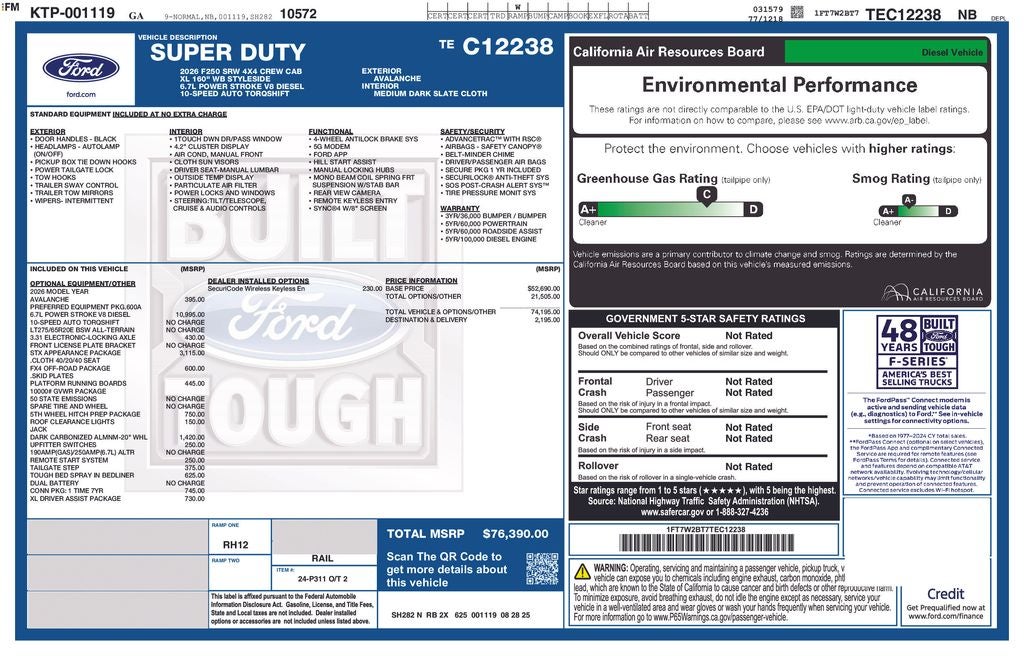 2026 Ford F-250SD STX DIESEL (LVL/37s)