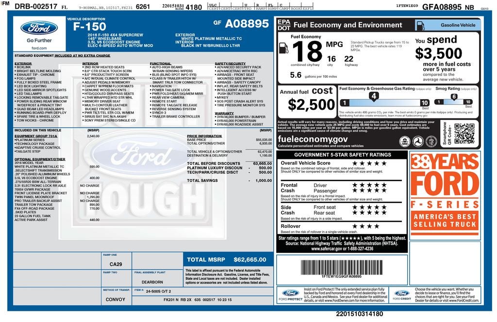 2016 Ford F-150 Platinum