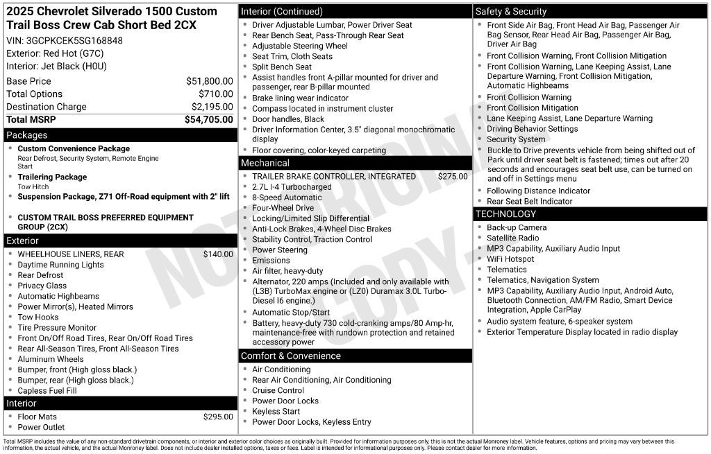 2025 Chevrolet Silverado 1500 Custom Trail Boss