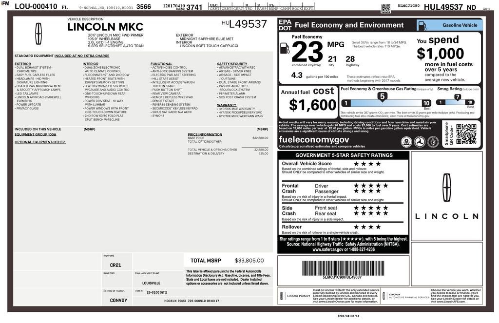 2017 Lincoln MKC Premiere